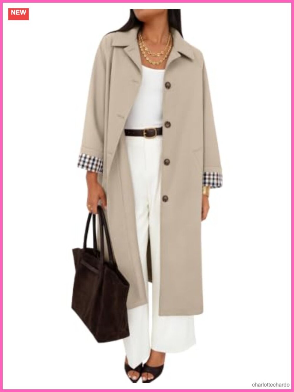 Oversized Single Breasted Trench Coat Polyester Windproof Lapel